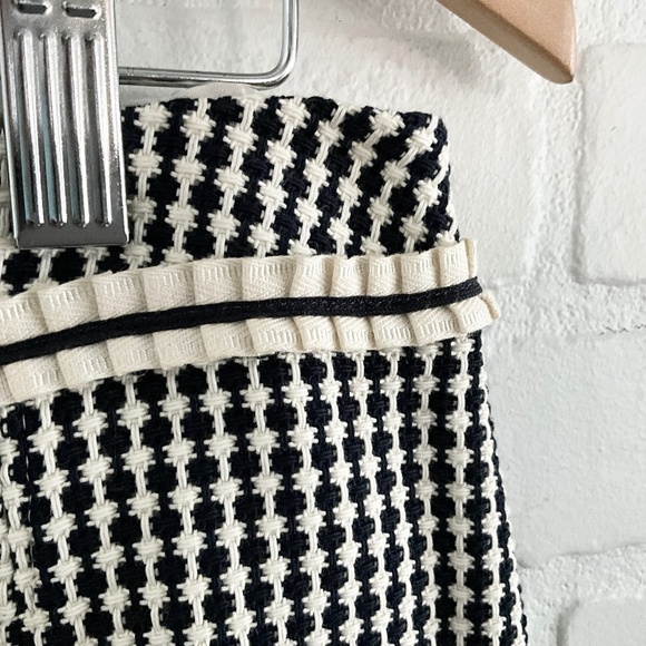 Maxmara Weekend Mini Pencil Skirt Tweed Textured Cream Black Sz 12 Tall - Picture 8 of 13